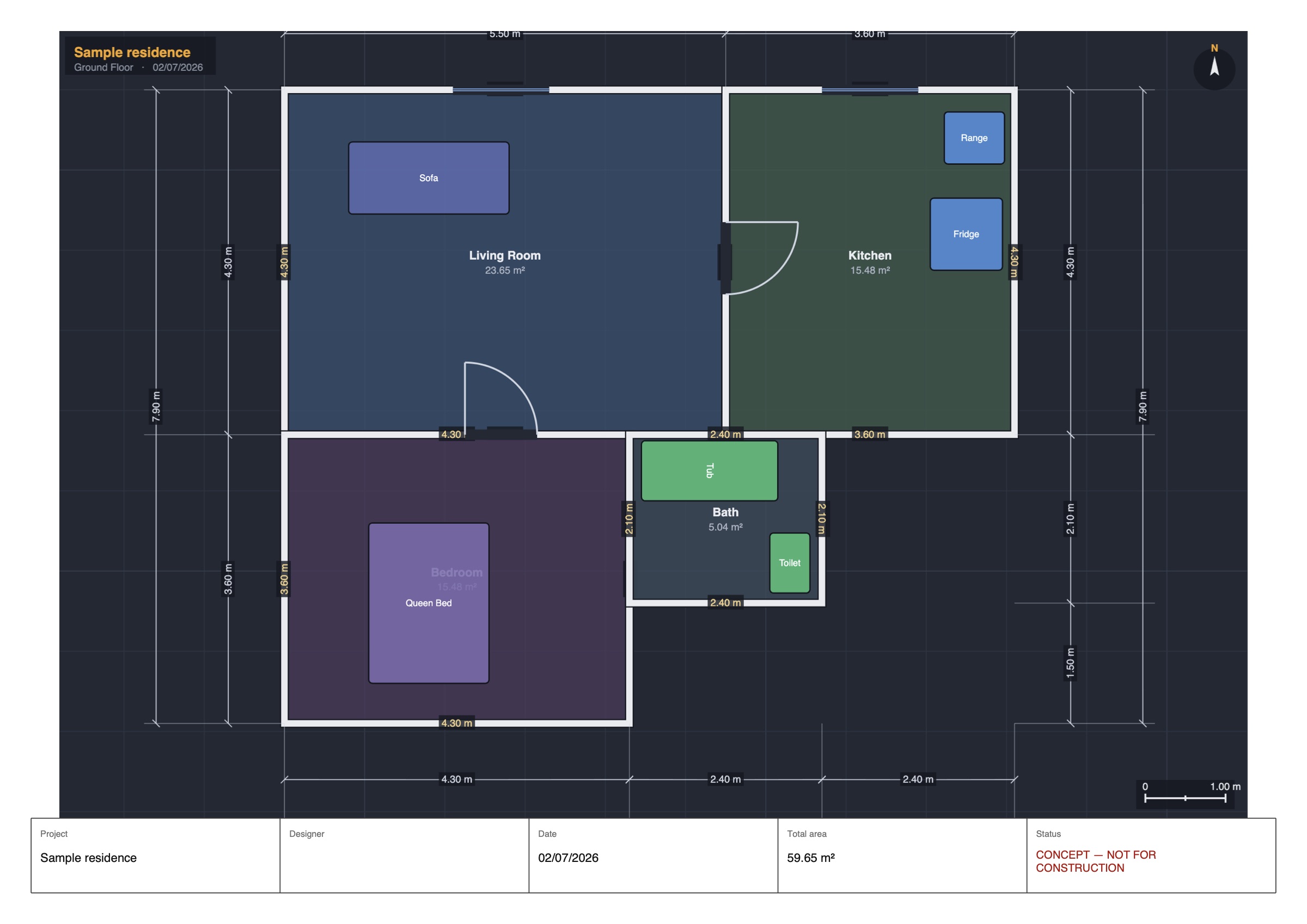 Exported PDF of a floor plan with a title block